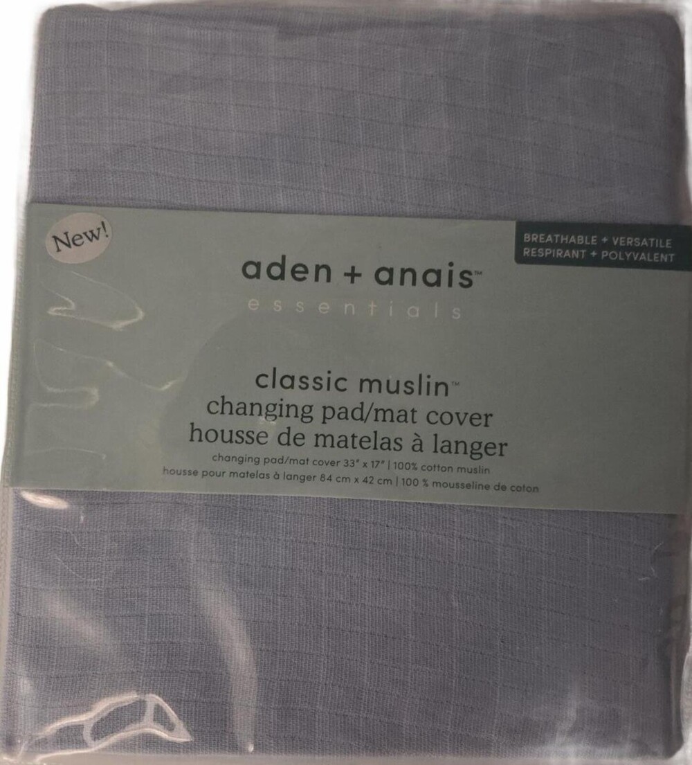aden + anais Essentials Classic Muslin Changing Pad/Mat Cover Light Blue